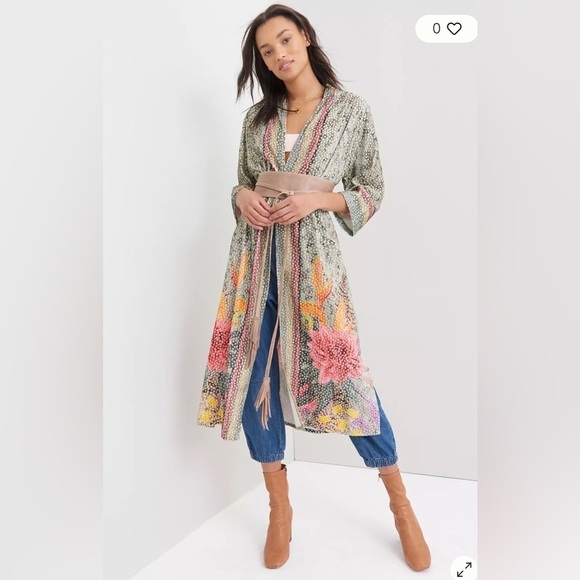 Anthropologie Tops - Anthropologie Bl-nk One Size Floral Tinopi Burnout Velvet Duster Kimono NEW!